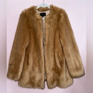 Ann Taylor Faux Fur Coat in Tan